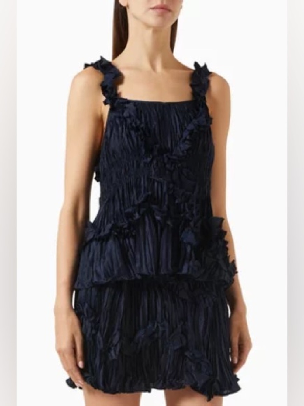 🆕 Saintart Navy Emmy Ruched Sleeveless Top - Women's - M